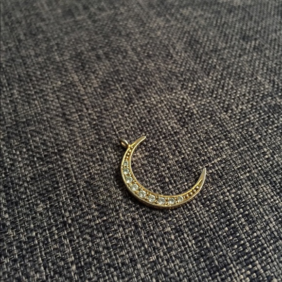 🌈SOLD🌈14kt Gold Plated Moon and Gem Pendent - Picture 2 of 4